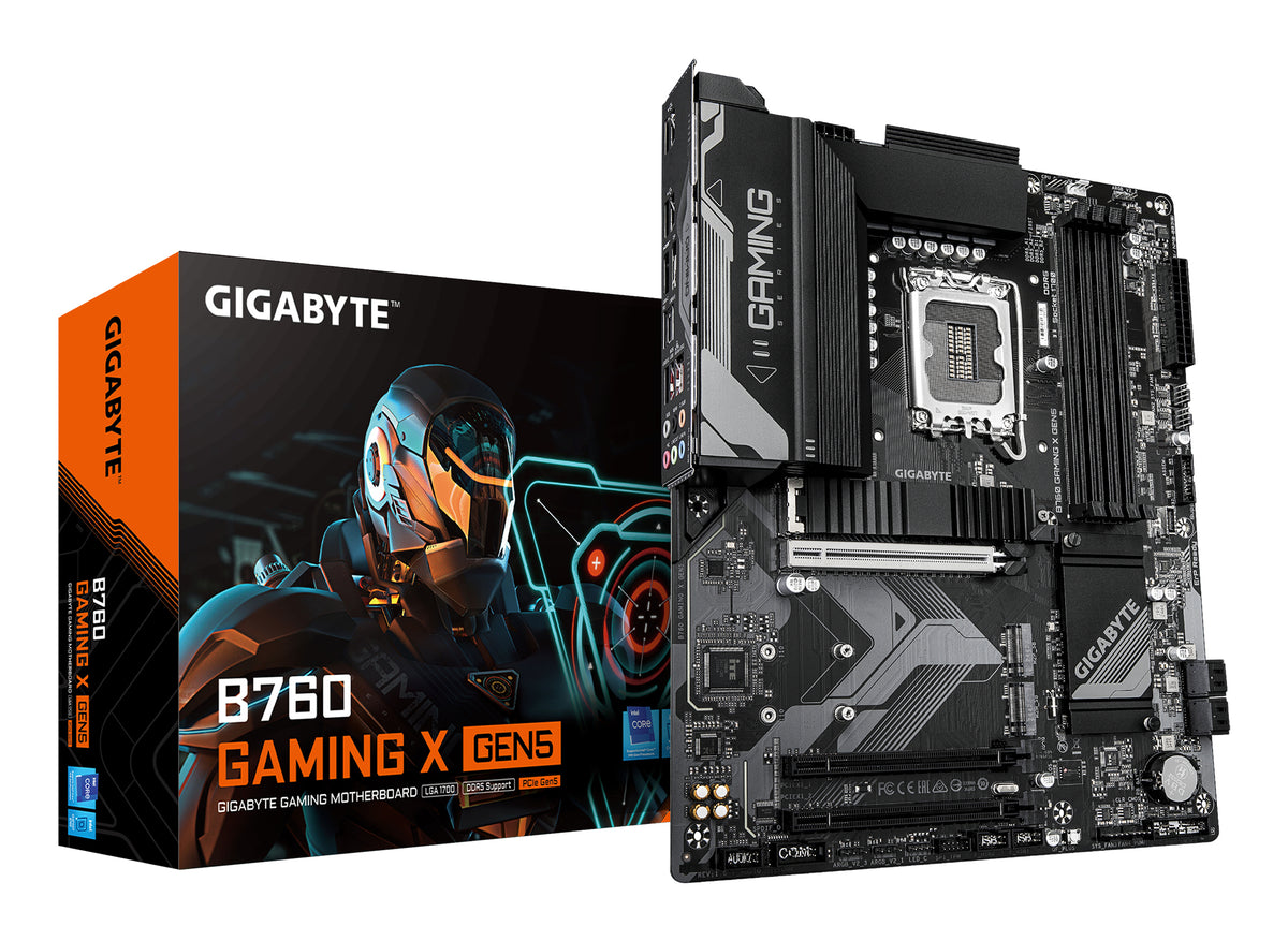 GIGABYTE B760 GAMING X GEN5 Mainboard – Unterstützt Intel Core Prozessoren der 14. Generation, 8+1+1 Phasen VRM, bis zu 5600 MHz DDR5, 3 x PCIe 4.0 M.2, 2.5 GbE LAN, USB 3.2 Gen 2