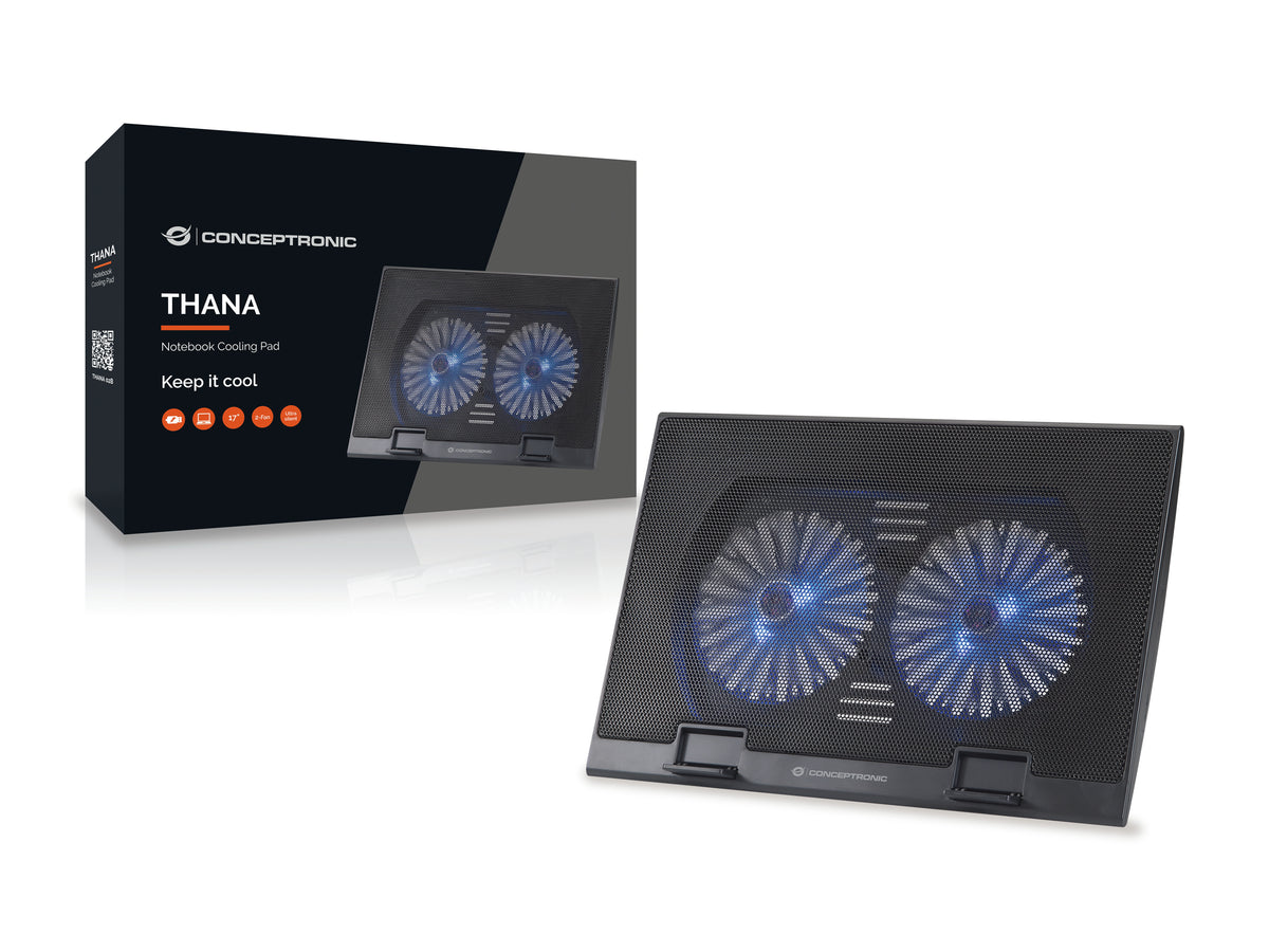 Conceptronic THANA02B Llaptop-Kühlpad 43,2 cm (17") Schwarz