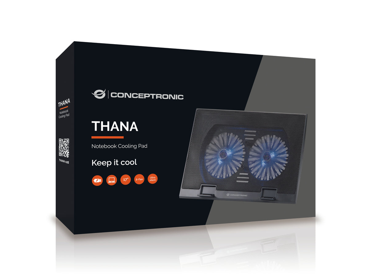 Conceptronic THANA02B Llaptop-Kühlpad 43,2 cm (17") Schwarz