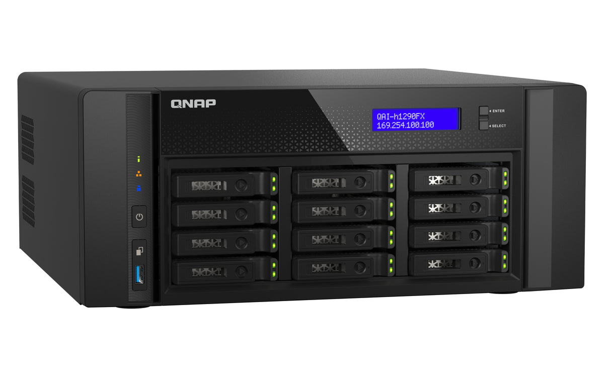 QNAP QAI-h1290FX NAS Tower EPYC 7302P 128 GB DDR4 0 TB QuTS hero Schwarz
