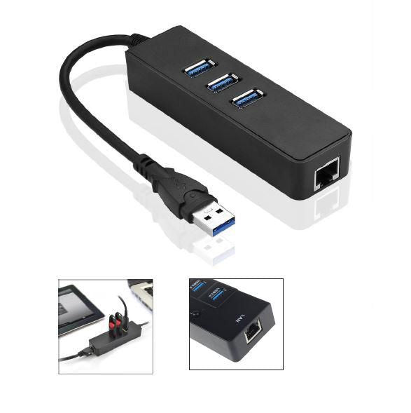 Microconnect MC-USB3.0HUBWETH laptop-dockingstation & portreplikator USB 3.2 Gen 1 (3.1 Gen 1) Type-A Schwarz