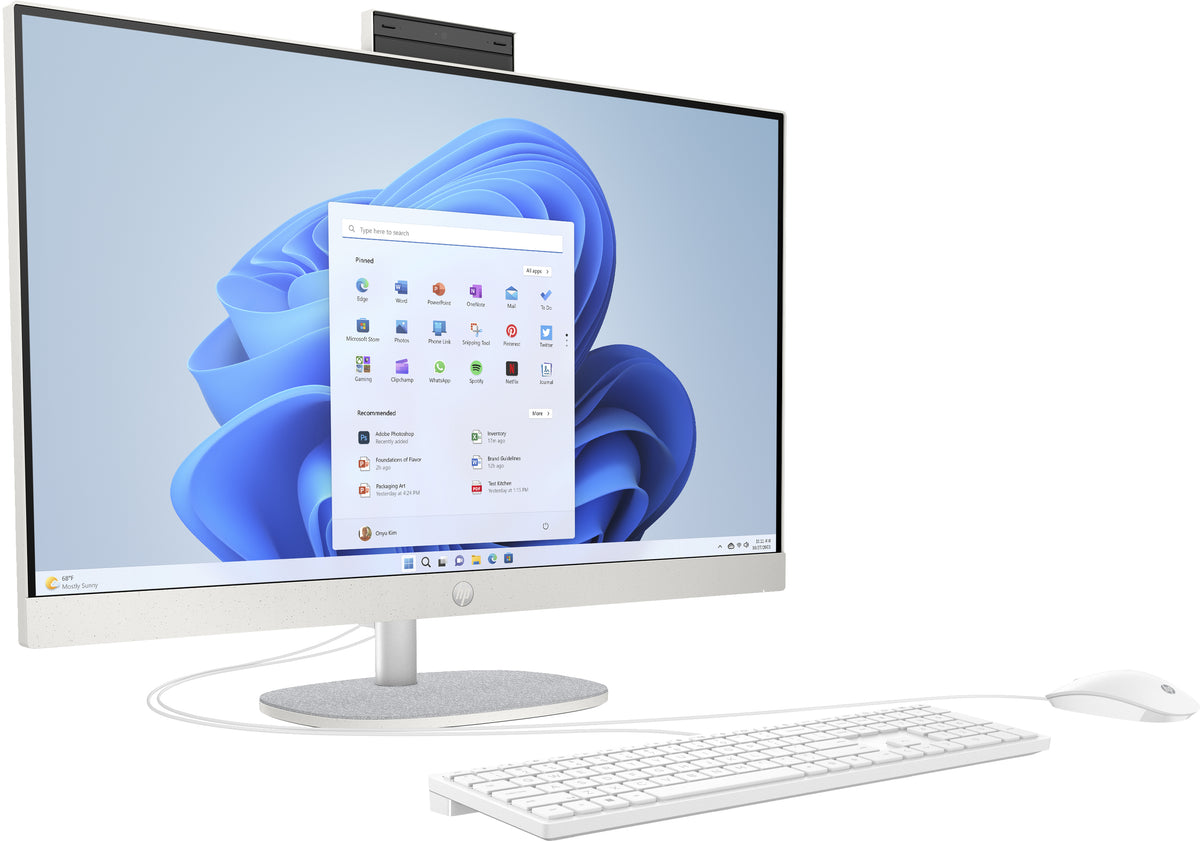 HP 27-cr0007ng AMD Ryzen™ 5 7520U 68,6 cm (27") 1920 x 1080 Pixel All-in-One-PC 16 GB LPDDR5-SDRAM 512 GB SSD Windows 11 Home Wi-Fi 6 (802.11ax) Weiß