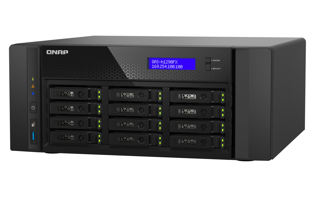 QNAP QAI-h1290FX NAS Tower EPYC 7302P 128 GB DDR4 0 TB QuTS hero Schwarz