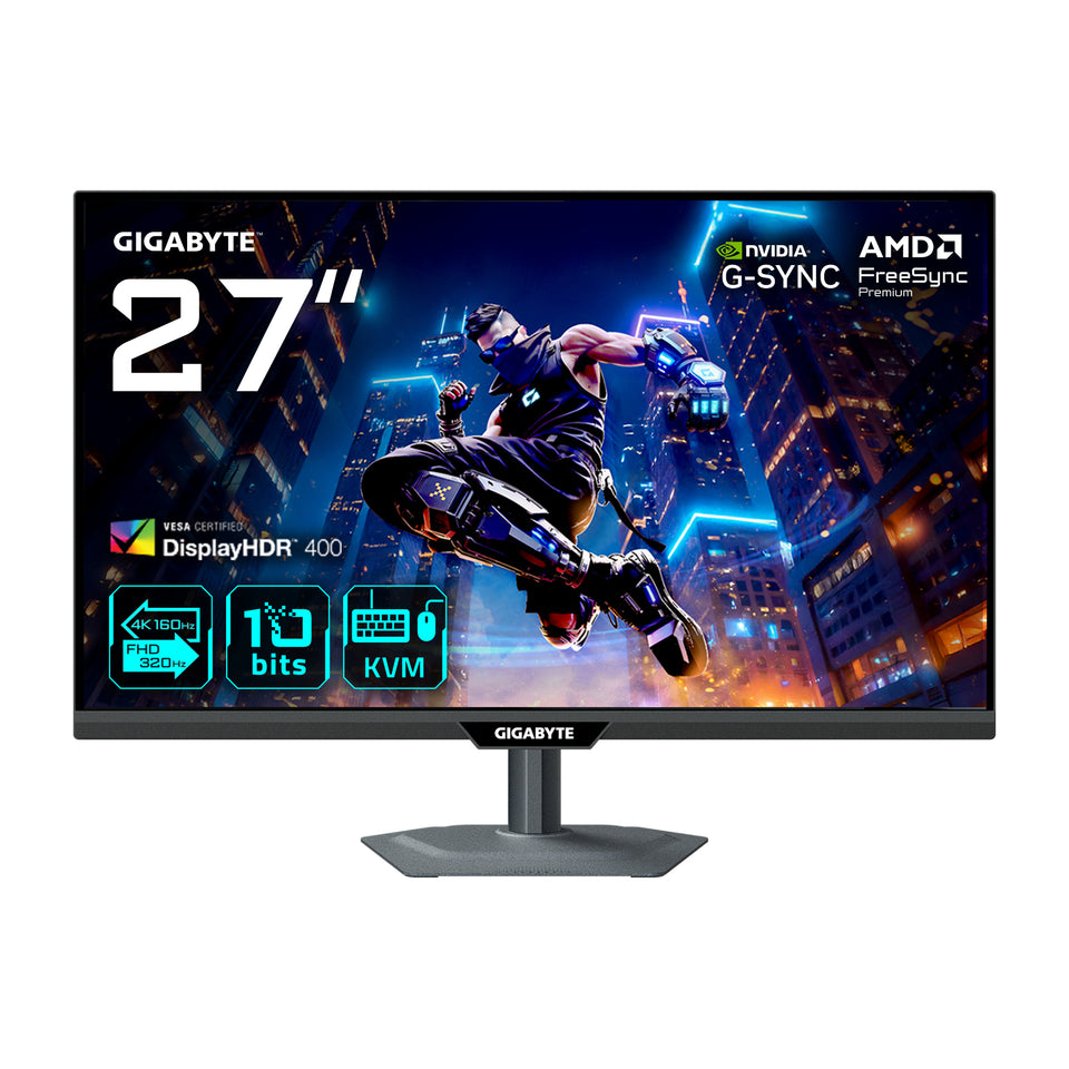 Monitor da gaming GIGABYTE M27UP 27” 4K UHD - Dual-Mode (4K 160Hz o FHD 320Hz), 3840 x 2160, 1ms, 350 cd/m², FreeSync Premium, DisplayHDR400, HDMI 2.1, DisplayPort 1.4
