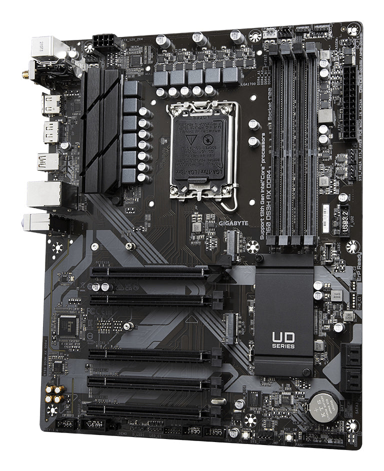 GIGABYTE B760 DS3H AX DDR4 Mainboard - Unterstützt Intel Core Prozessoren der 14. Generation, 8+2+1 Phasen digitales VRM, bis zu 5333MHz DDR4 (OC), 2x PCIe 4.0 M.2, Wi-Fi 6E, GbE LAN, USB 3.2 Gen 2