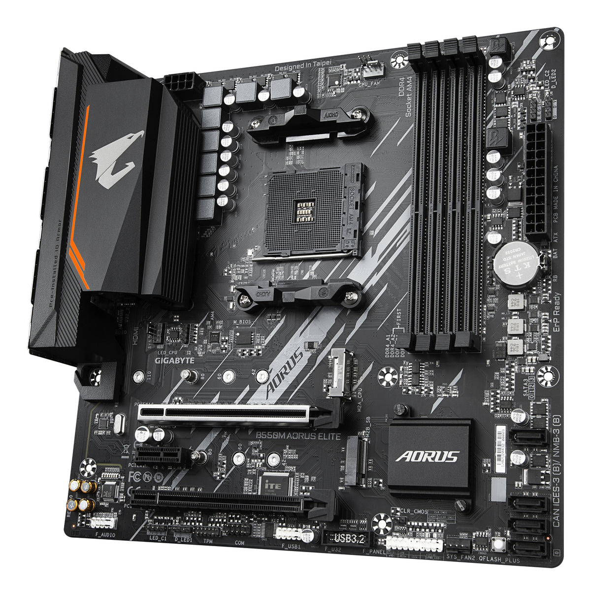 GIGABYTE B550M AORUS ELITE Mainboard – AMD Ryzen 5000 CPUs, 5+3 Phasen VRM, bis zu 4733 MHz DDR4, 1xPCIe 4.0 + 1xPCIe 3.0 M.2, 1GbE LAN, USB 3.2 Gen 1
