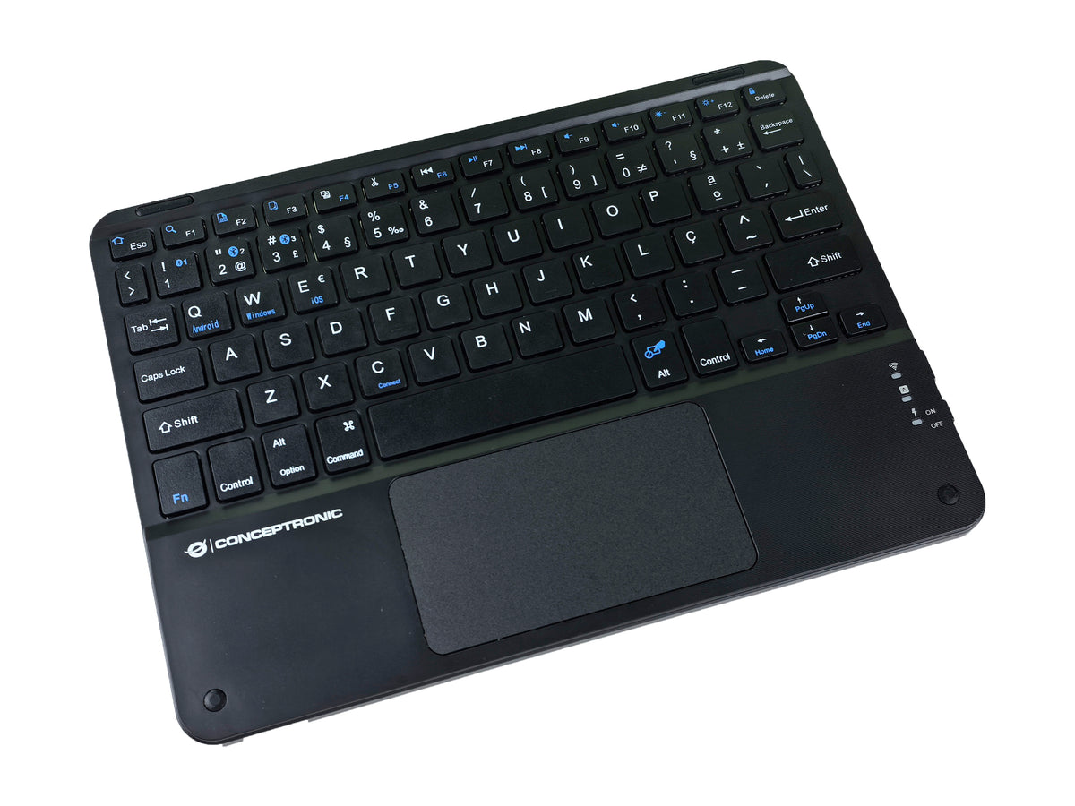 Conceptronic TOBIN01BPT 10-Zoll-Bluetooth-Tastatur mit Touchpad, QWERTY Portugiesisch