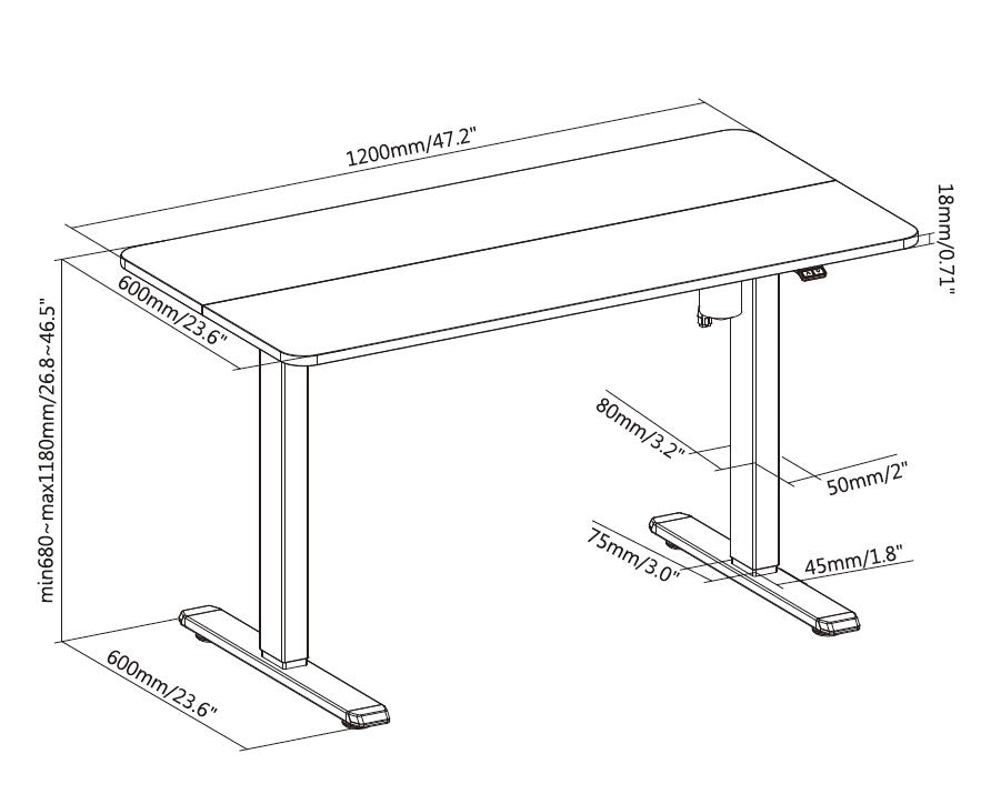 Equip Elektrisches-Sitz- Steh-Tischgestell, mit Tischplatte, grau