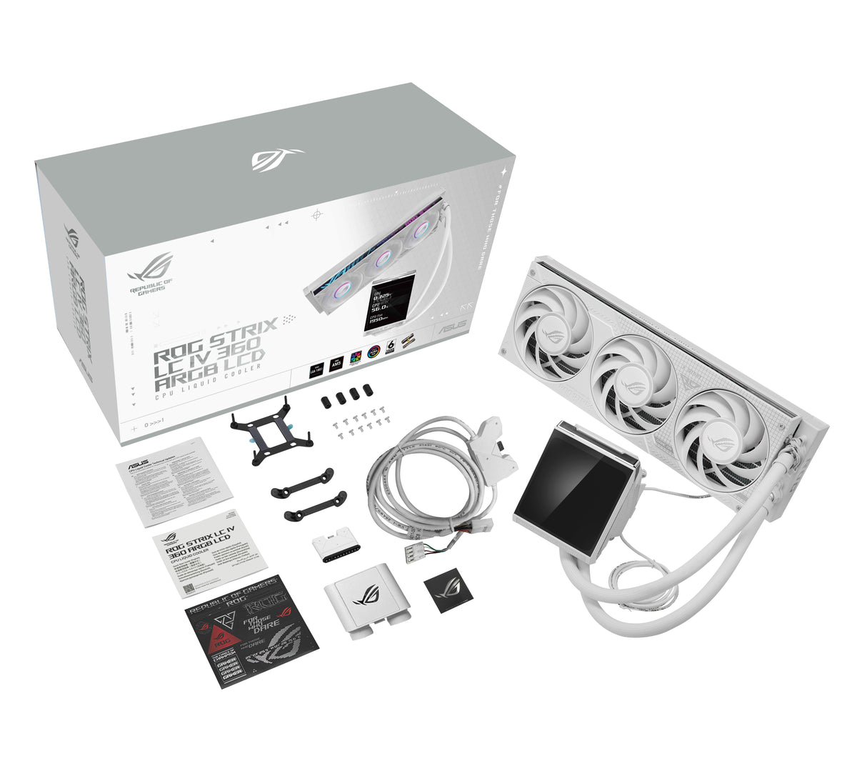 ASUS ROG Strix LC IV 360 ARGB LCD White Edition Prozessor Flüssigkeitskühlung 12 cm Weiß