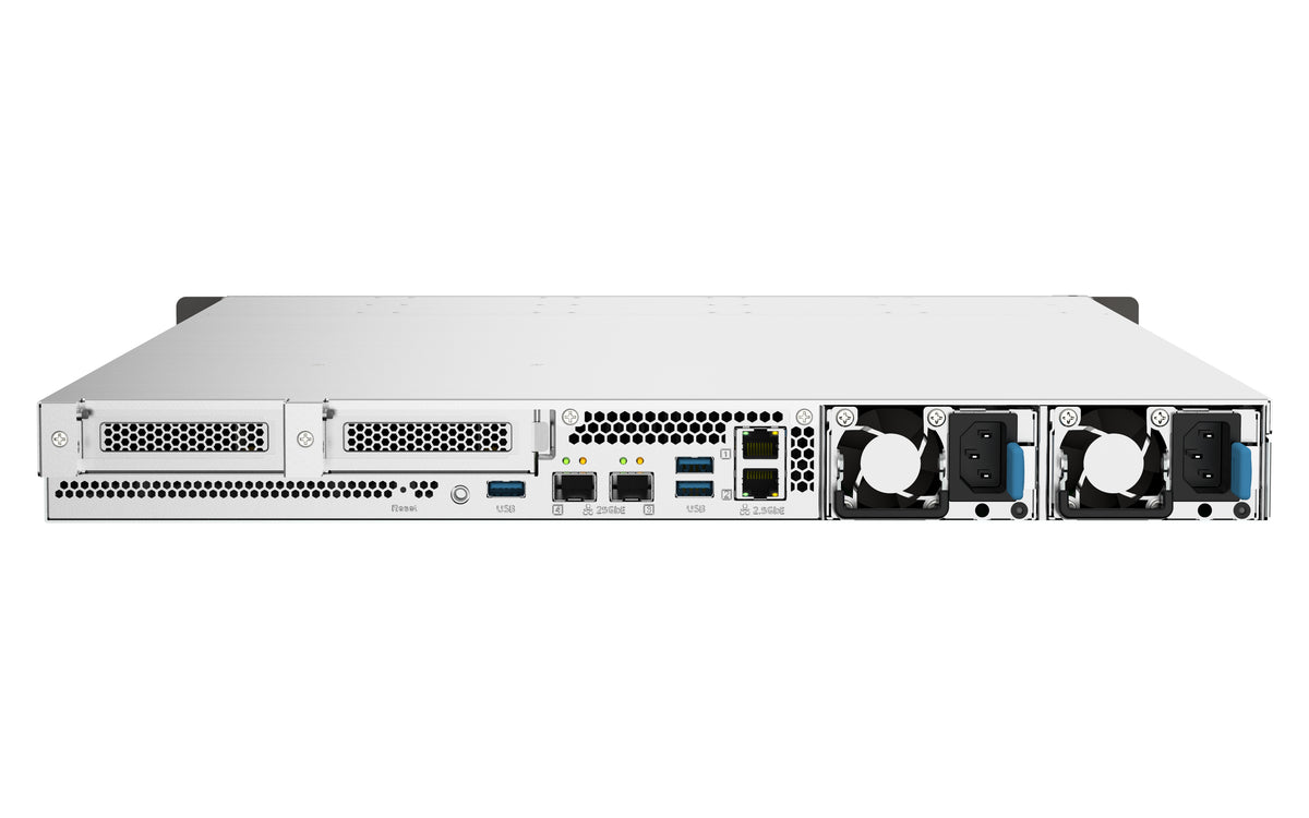 QNAP TS-h1090FU NAS Rack (1U) EPYC 7232P 64 GB DDR4 0 TB QuTS hero Schwarz, Grau