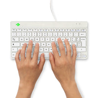 R-Go Tools Ergonomische Tastatur R-Go Compact Break, kompakte Tastatur mit Pausensoftware, QWERTY (IT), Kabelgebunden, Weiß