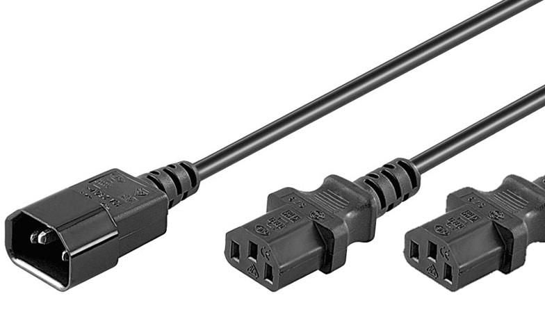 Microconnect PE061318 Stromkabel Schwarz 1,8 m C14-Koppler 2 x C13-Koppler