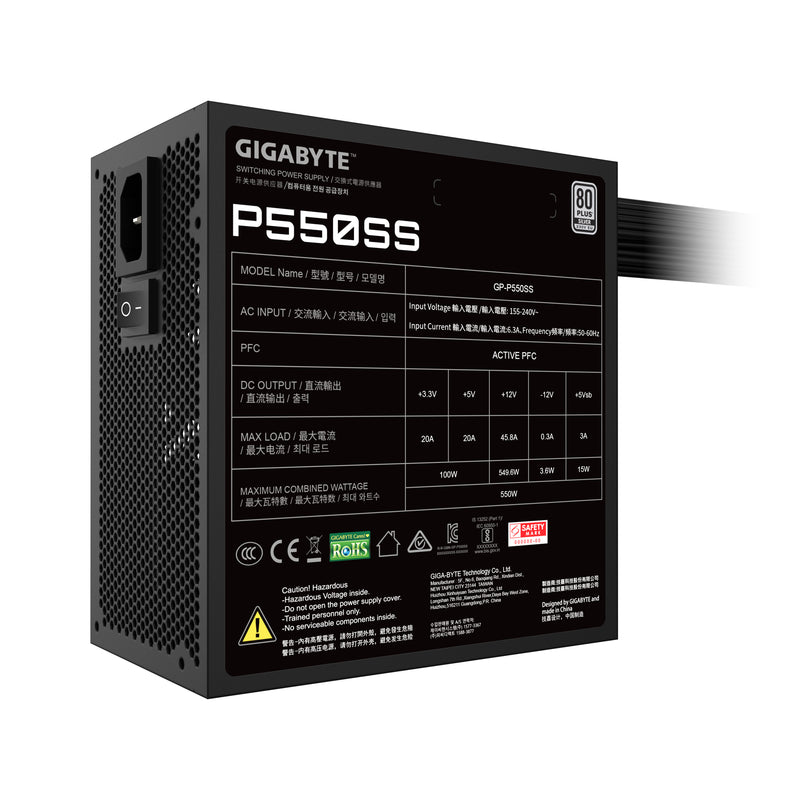 GIGABYTE P550SS Netzteil 550 W 20+4 pin ATX ATX Schwarz