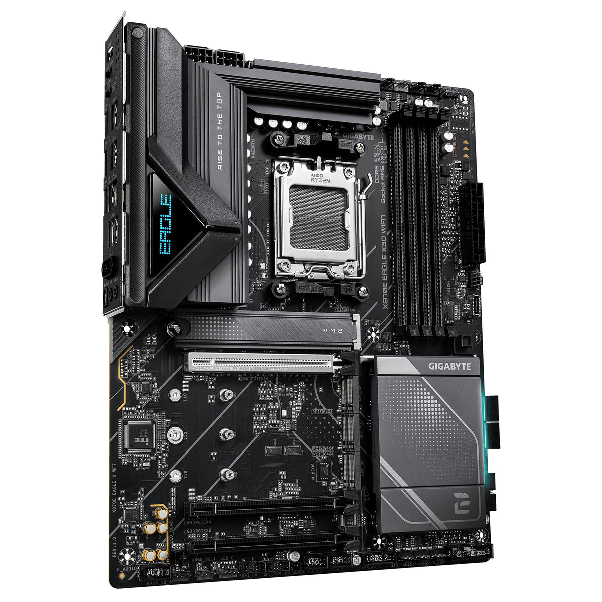 GIGABYTE X870E EAGLE X3D WIFI7 Mainboard – Unterstützt AMD Ryzen 9000 CPUs, digitales 14+2+2-Phasen-VRM, bis zu 9000 Hz DDR5 (OC), 1× PCIe 5.0 + 3× PCIe 4.0, Wi-Fi 7, 5-GbE-LAN, USB 4