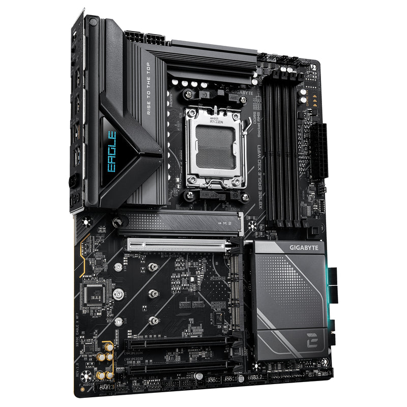 GIGABYTE X870E EAGLE X3D WIFI7 Mainboard – Unterstützt AMD Ryzen 9000 CPUs, digitales 14+2+2-Phasen-VRM, bis zu 9000 Hz DDR5 (OC), 1× PCIe 5.0 + 3× PCIe 4.0, Wi-Fi 7, 5-GbE-LAN, USB 4