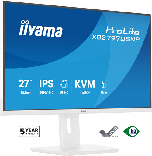 iiyama ProLite XB2797QSNP-W1 27" IPS LCD Computerbildschirm 68,6 cm (27") 2560 x 1440 Pixel Quad HD Weiß