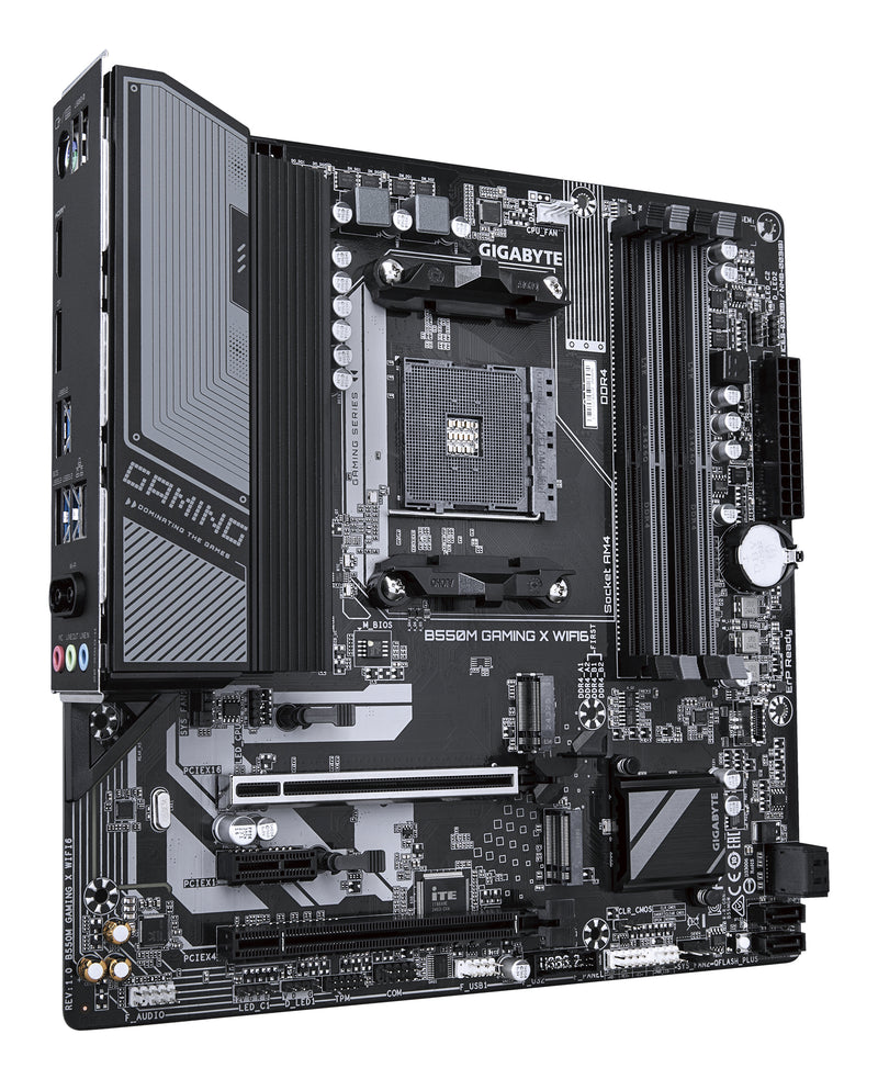 GIGABYTE B550M GAMING X WIFI6 Mainboard – AMD Ryzen 5000 Prozessoren, 5+3 Phasen VRM, bis zu 3200 MHz DDR4, 1x PCIe 4.0 + 1x PCIe 3.0 M.2, Wi-Fi 6, 1 GbE LAN, USB 3.2 Gen 1