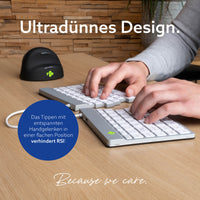 R-Go Tools Ergonomische Tastatur R-Go Split Break mit Pausensoftware, ergonomische geteilte Tastatur, QWERTZ (DE), kabellos, weiß