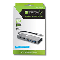 Techly IUSB32C-HUB4AC2 laptop-dockingstation & portreplikator Kabelgebunden USB 3.2 Gen 1 (3.1 Gen 1) Type-C Silber
