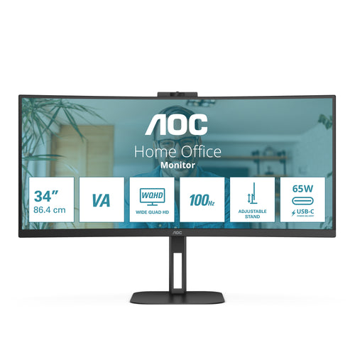 AOC V5 CU34V5CW Computerbildschirm 86,4 cm (34") 3440 x 1440 Pixel Wide Quad HD LED Schwarz
