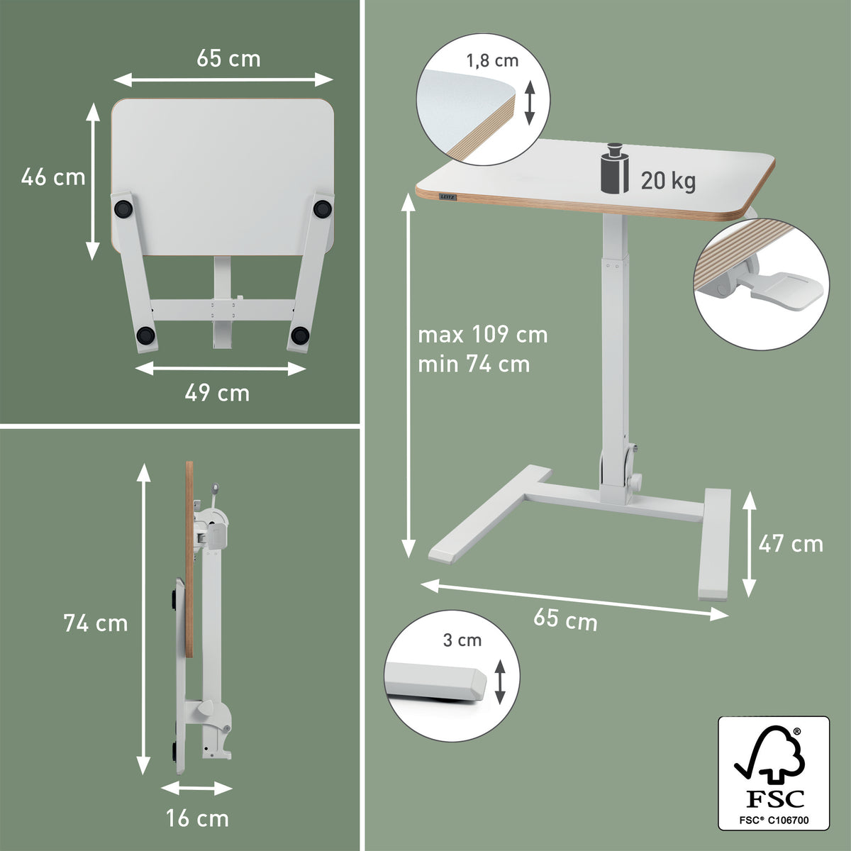 Leitz 65880001 Stehschreibtisch Weiß