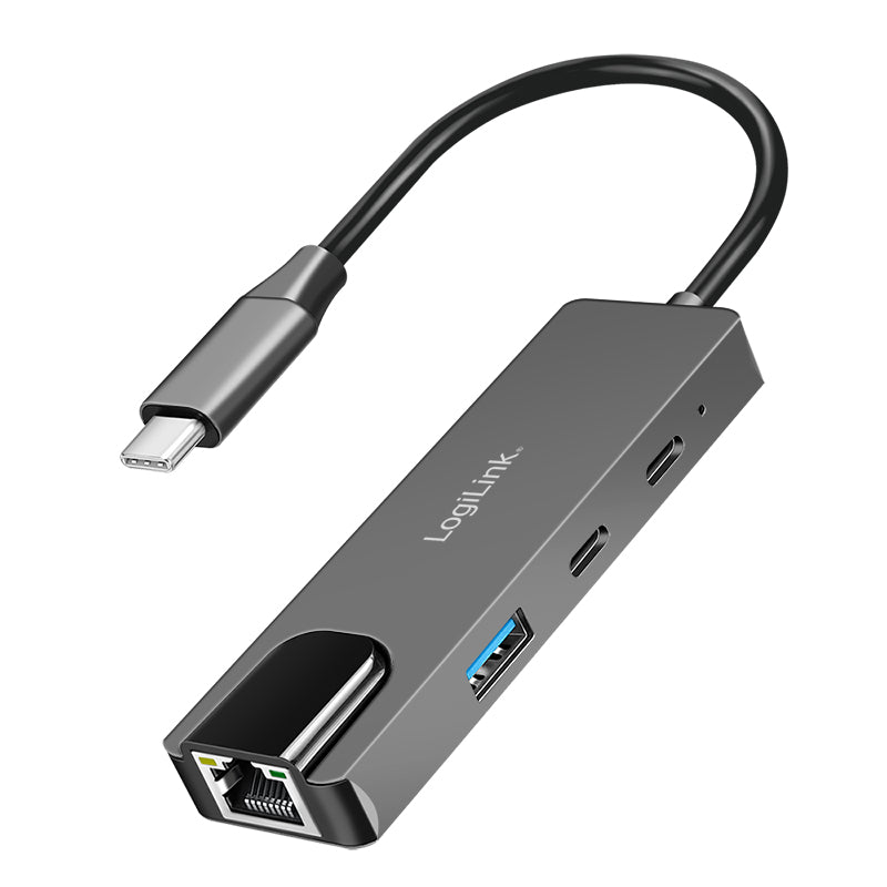 LogiLink UA0432 laptop-dockingstation & portreplikator Kabelgebunden USB 3.2 Gen 1 (3.1 Gen 1) Type-C Grau