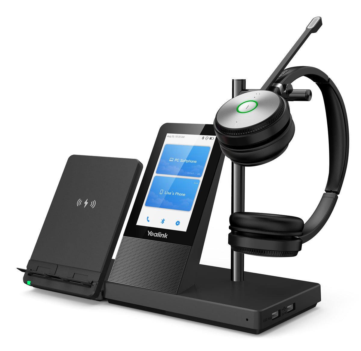 Yealink WH66 Dual UC Kopfhörer Kabellos Kopfband Büro/Callcenter USB Typ-A Bluetooth Ladestation Schwarz