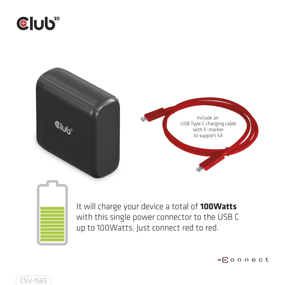 CLUB3D Dockingstation USB Gen1 Typ-C Dreifach-Display DP1.4 Alt-Modus Smart PD3.0 mit 100-Watt-Netzteil
