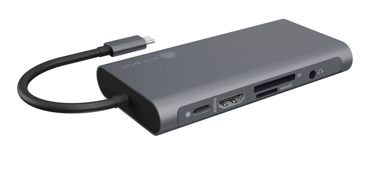 ICY BOX IB-DK4040-CPD, 10 in 1 USB Type-C® Notebook DockingStation, 1x HDMI 4K60Hz, 1x VGA, 3x USB-A, 1x USB-C(PD Only), 1x Audiocombo