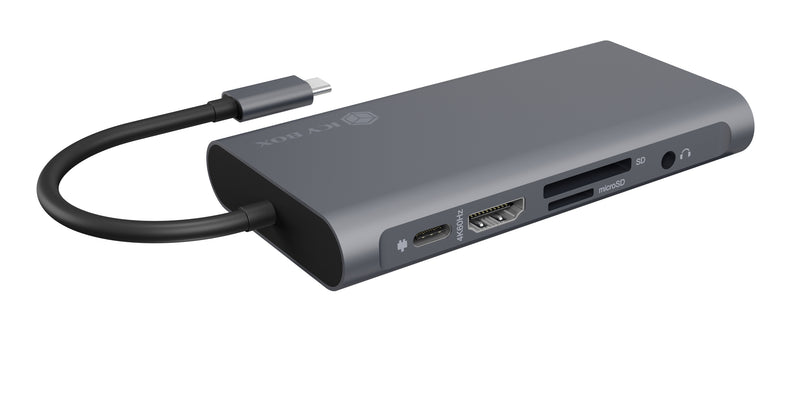 ICY BOX IB-DK4040-CPD, 10 in 1 USB Type-C® Notebook DockingStation, 1x HDMI 4K60Hz, 1x VGA, 3x USB-A, 1x USB-C(PD Only), 1x Audiocombo