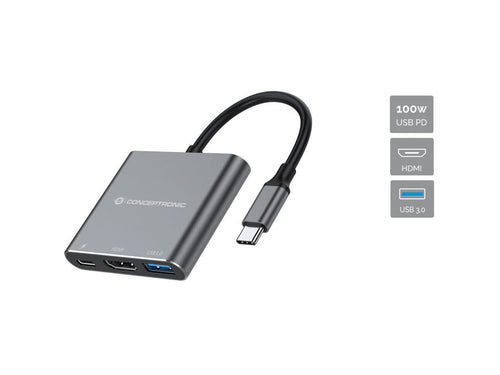 Conceptronic DONN18G 3-in-1 USB 3.2 Gen 1 Dockingstation, HDMI, USB 3.0, 100W USB PD
