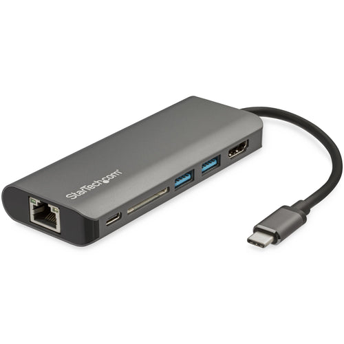 StarTech.com USB C Multiport Adapter mit 4K HDMI - USB-C Reisedock mit 4K HDMI, 3x USB 3.0 Hub, SD/SDHC Kartenleser, GbE, 60W PD 3.0 Pass-Through - USB-C/Thunderbolt 3 Reise-/Minidock