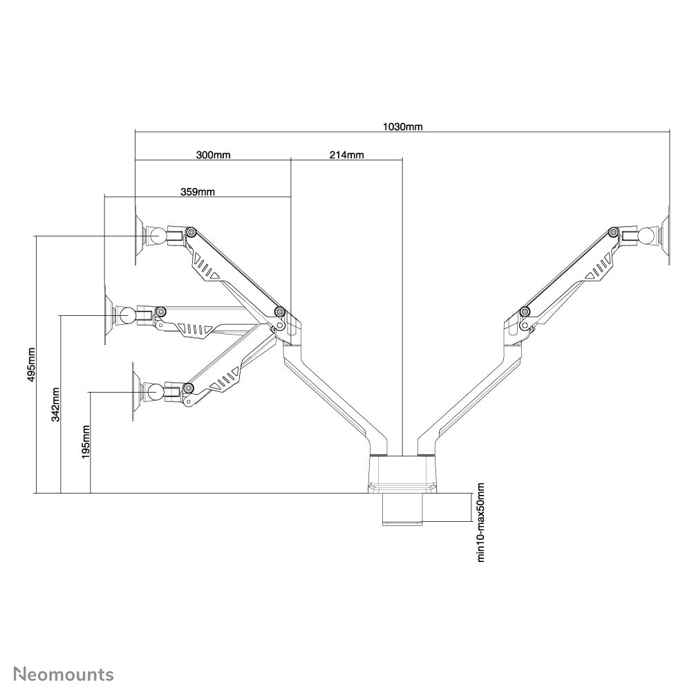 Neomounts FPMA-D750DSILVER Monitorarm 10-32" - Gasfeder - Topfix