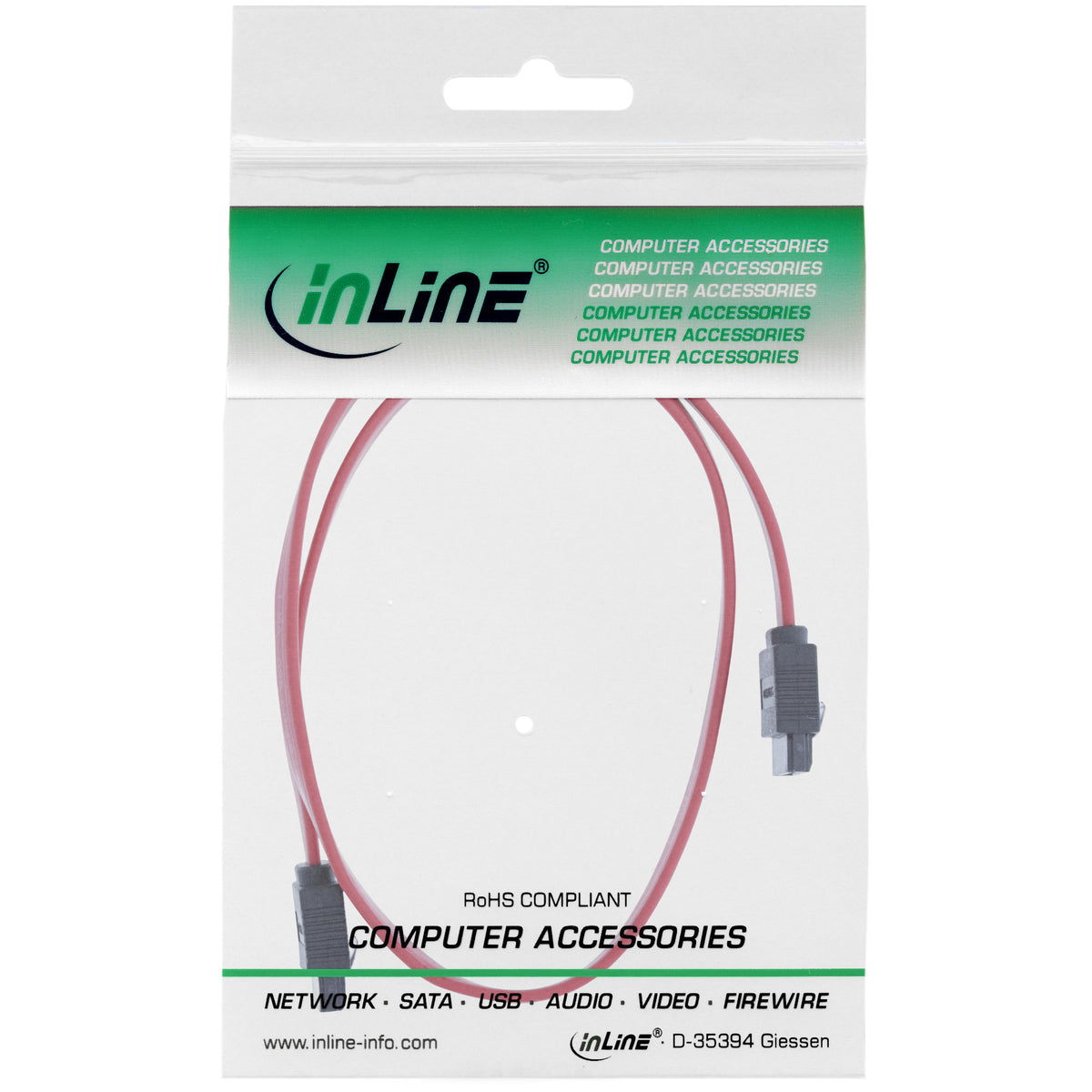InLine SATA 6Gb/s Kabel, mit Lasche, 0,3m