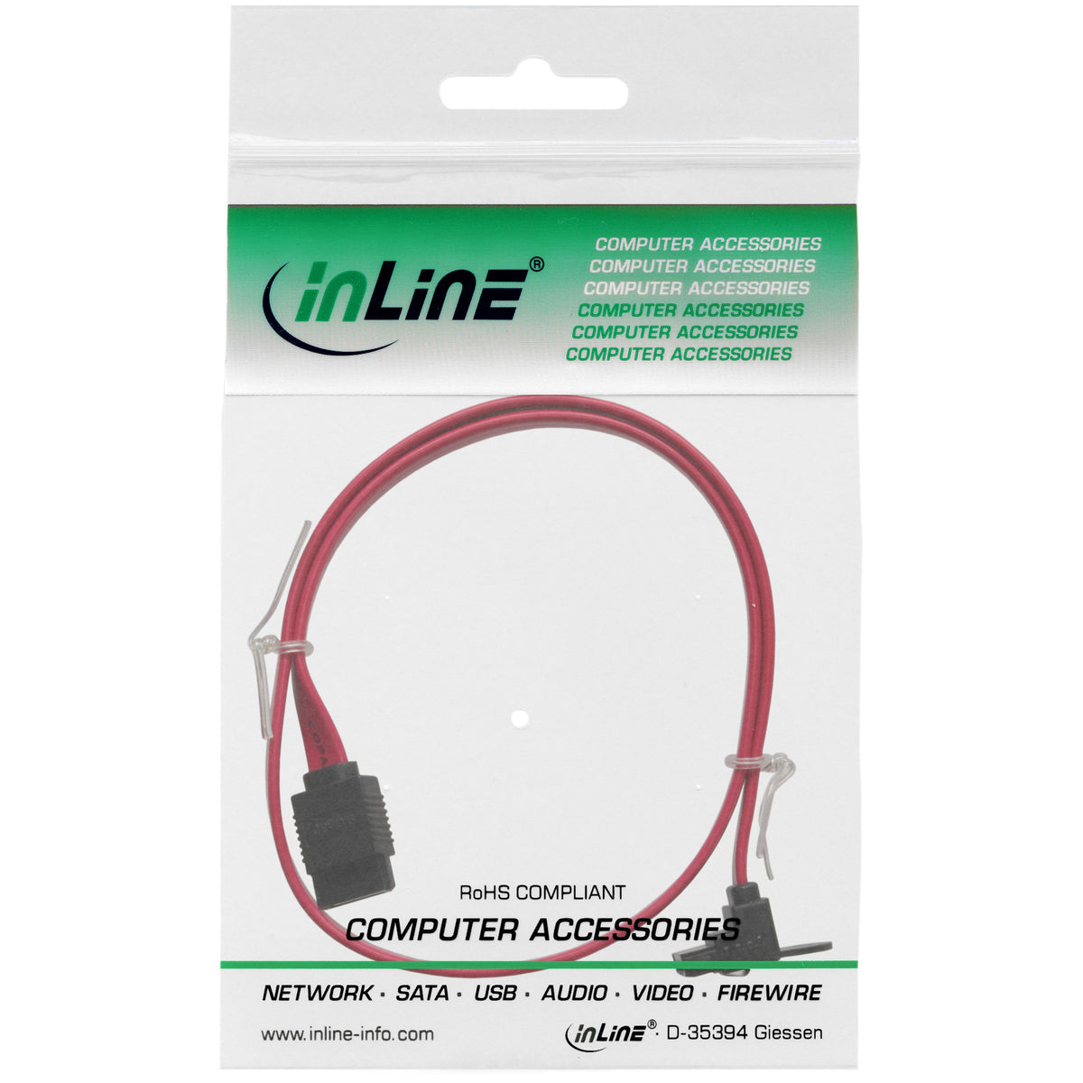InLine SATA 6Gb/s Kabel, mit Lasche, gewinkelt, 0,3m