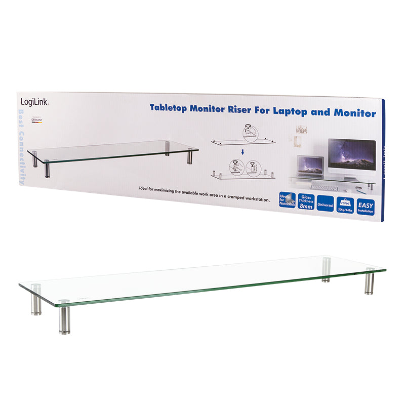 LogiLink BP0060 Flachbildschirm-Tischhalterung Tisch/Bank Edelstahl, Transparent