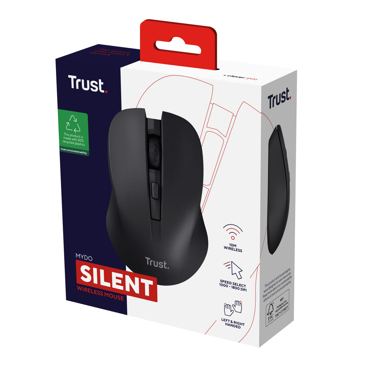 Trust Mydo Maus Büro Beidhändig RF Wireless Optisch 1800 DPI