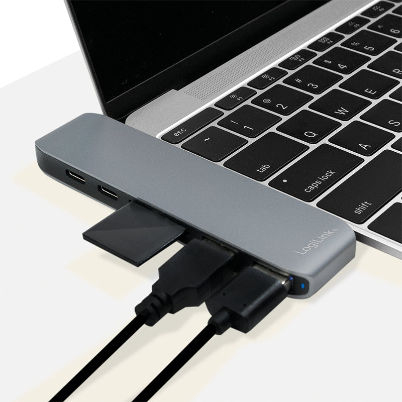 LogiLink UA0302 laptop-dockingstation & portreplikator USB 3.2 Gen 1 (3.1 Gen 1) Type-C Aluminium, Schwarz
