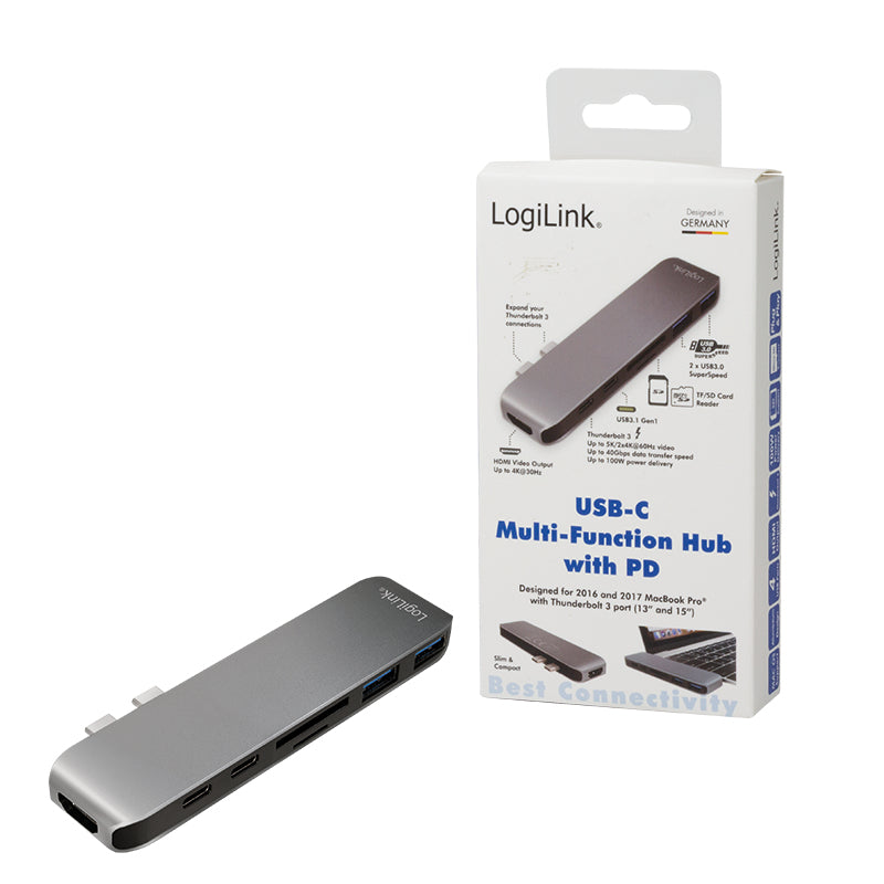 LogiLink UA0302 laptop-dockingstation & portreplikator USB 3.2 Gen 1 (3.1 Gen 1) Type-C Aluminium, Schwarz