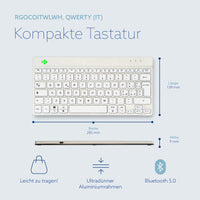 R-Go Tools Ergonomische Tastatur R-Go Compact Break, kompakte Tastatur mit Pausensoftware, QWERTY (IT), Bluetooth, Weiß