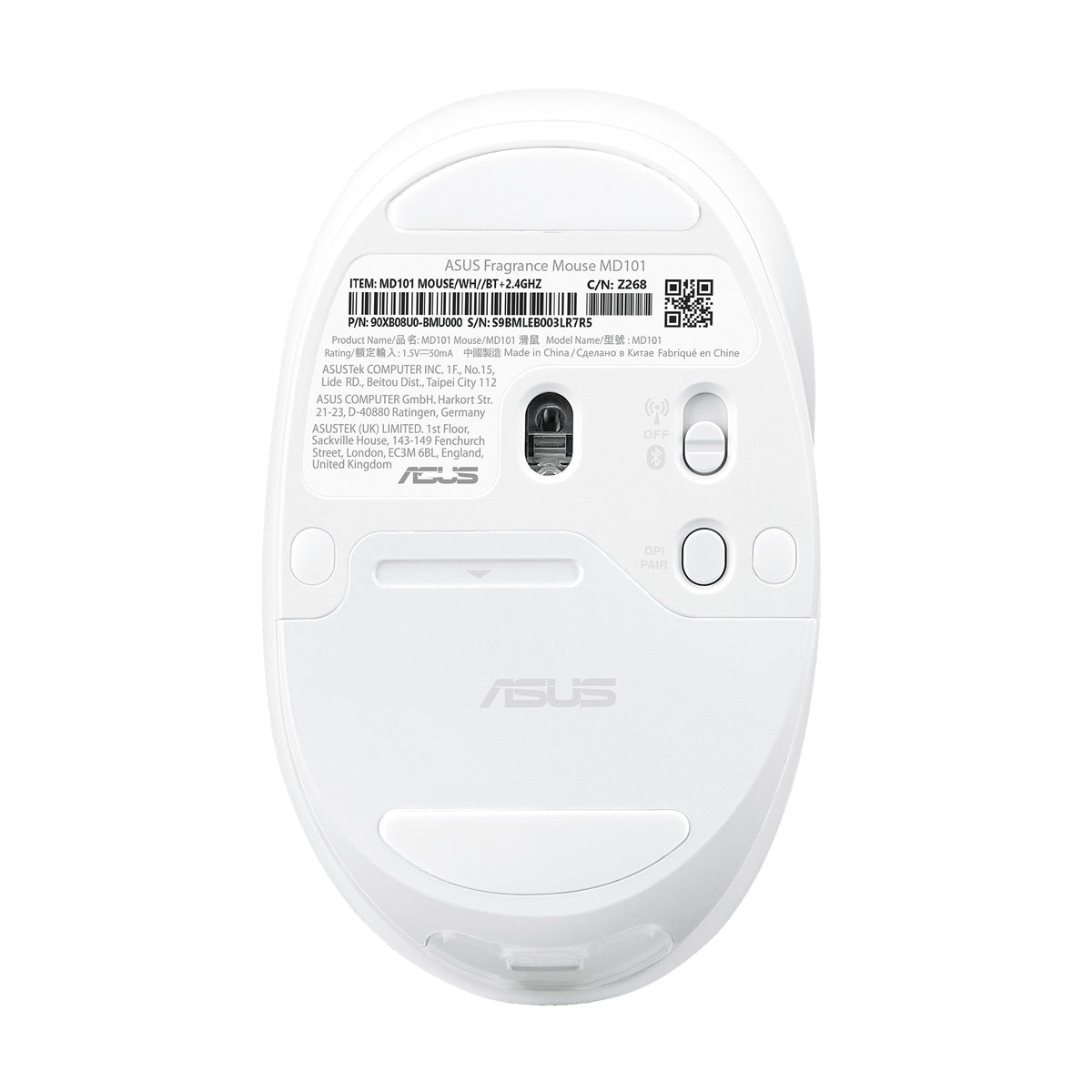 ASUS Fragrance Mouse MD101 Maus Haus Beidhändig RF Wireless + Bluetooth Optisch 2400 DPI