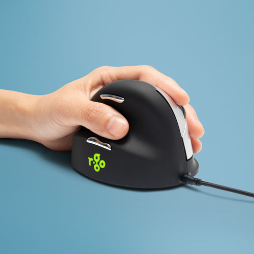 R-Go Tools Ergonomische Maus R-Go HE Break mit Pausensoftware, groß (Handlänge ≥ 185mm), für Linkshänder, verkabelt, schwarz