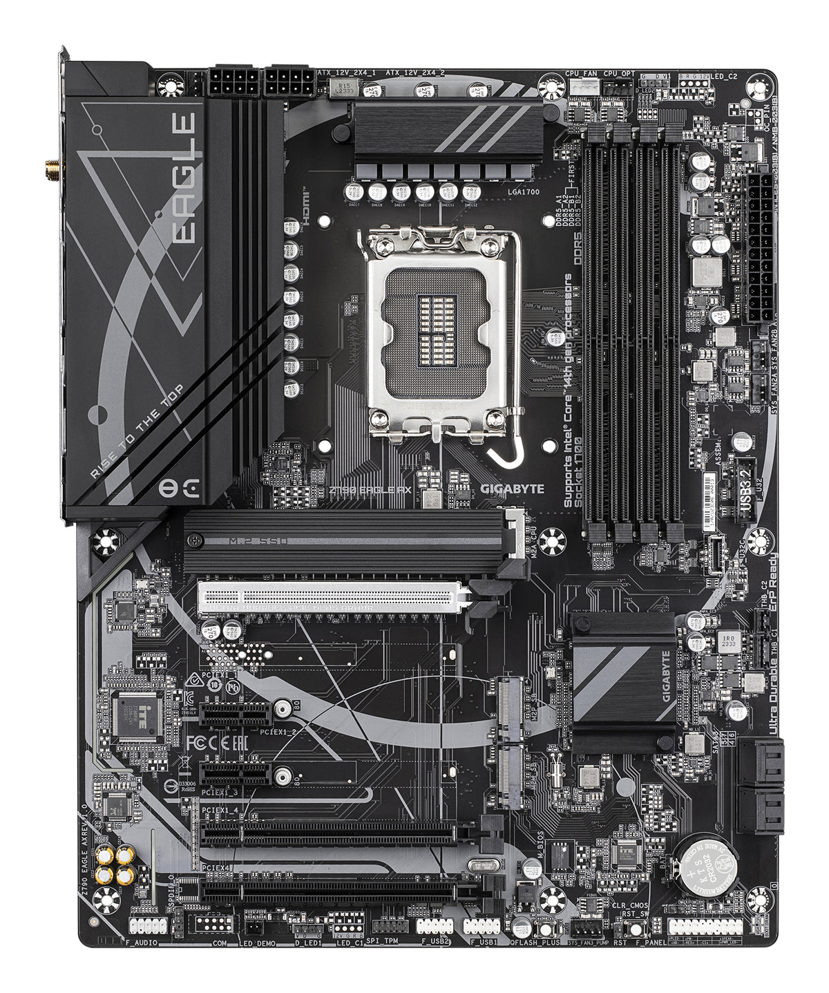 GIGABYTE Z790 EAGLE AX Motherboard - Unterstützt Intel Core 14. Generation CPUs, 12+1+1 Phasen Digital VRM, bis zu 7600MHz DDR5 (OC), 3xPCIe 4.0 M.2, Wi-Fi 6E, 2.5GbE LAN, USB 3.2 Gen 2