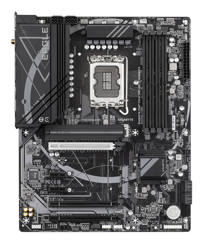 GIGABYTE Z790 EAGLE AX Motherboard - Unterstützt Intel Core 14. Generation CPUs, 12+1+1 Phasen Digital VRM, bis zu 7600MHz DDR5 (OC), 3xPCIe 4.0 M.2, Wi-Fi 6E, 2.5GbE LAN, USB 3.2 Gen 2