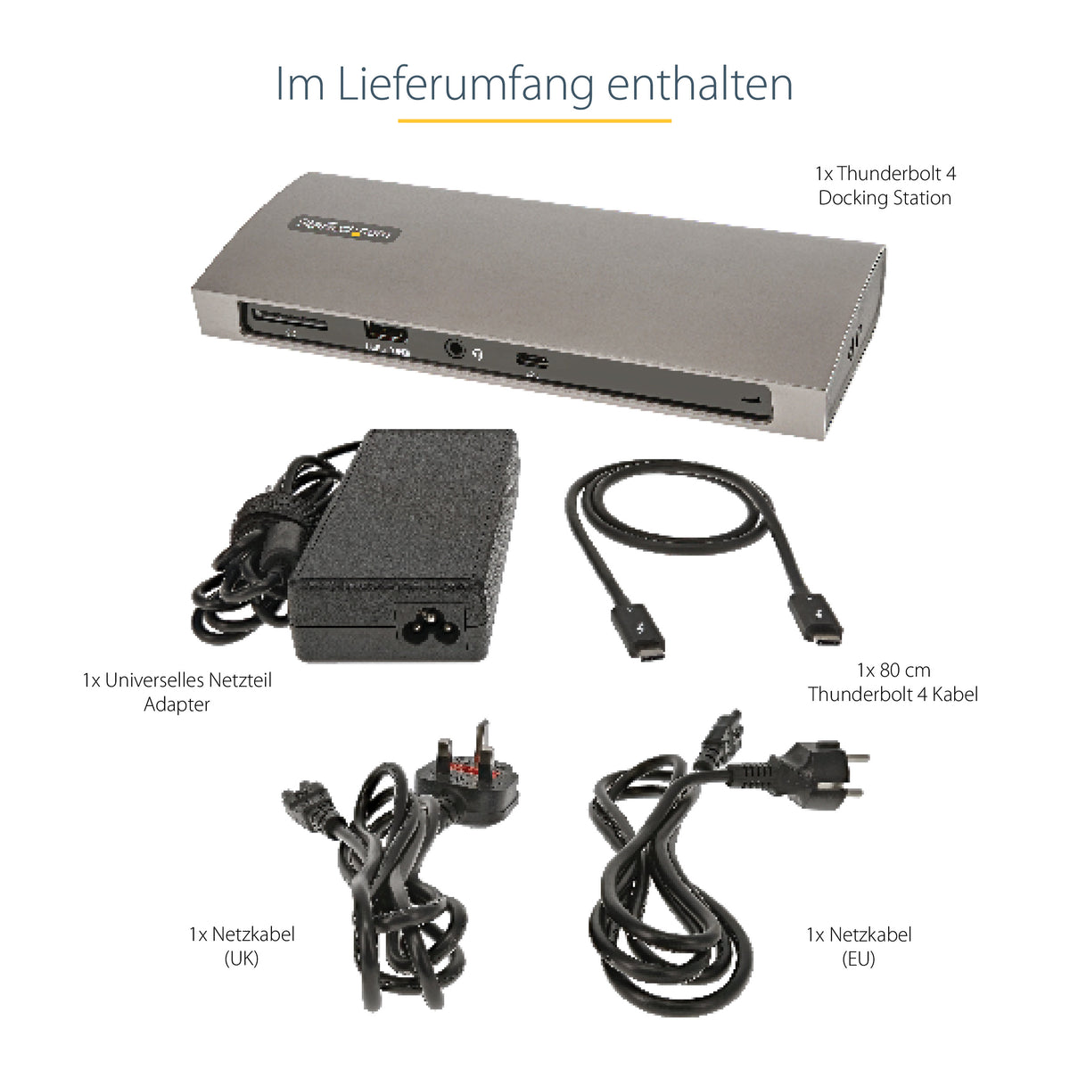 StarTech.com Thunderbolt 4 Docking station, 96W PD, Einzelner 8K/Dual 4K 60Hz Monitor, 3xTB4/USB4 und 4xUSB-A Hub, SD/GbE, Thunderbolt 4/3 und USB4 kompatibel, K-Slot, 0.8m Kabel