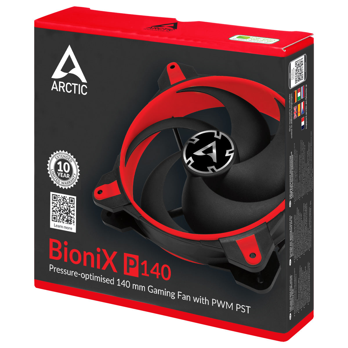 ARCTIC BioniX P140 (Rot) – 140 mm PWM PST Gaming Lüfter optimiert für statischen Druck