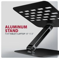 Axagon STND-LQB HQ-Ständer aus Aluminium für Laptops der Größe 10"–17.3". Verstellbare Höhe und Winkel. Schwarze Version.
