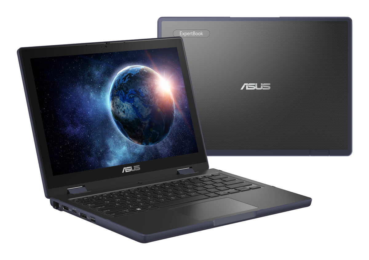 ASUS BR1204FTA-R90068X Intel® N N150 Laptop 31 cm (12.2") Touchscreen WUXGA 8 GB LPDDR5-SDRAM 128 GB UFS Wi-Fi 6E (802.11ax) Windows 11 Pro Schwarz, Grau