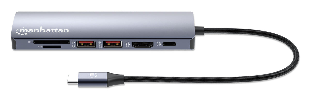 Manhattan 153966 laptop-dockingstation & portreplikator Kabelgebunden USB 3.2 Gen 2 (3.1 Gen 2) Type-C Silber