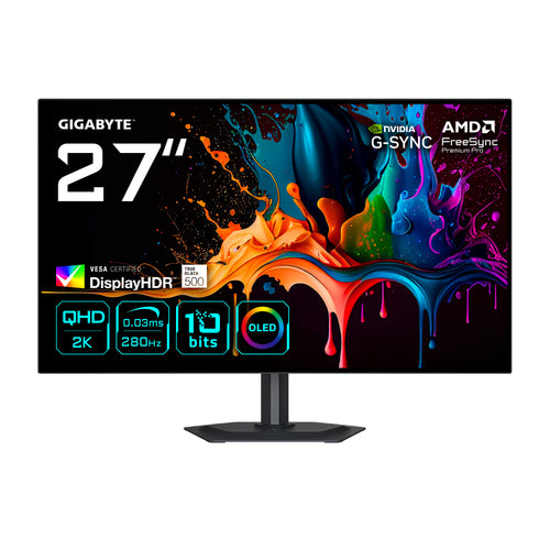 GIGABYTE MO27Q28G 27" OLED QHD Gaming-Monitor - 2560 x 1440, 280Hz, 0,03ms, 335 cd/m², Display HDR True Black 500, HDMI 2.1, DisplayPort 1.4